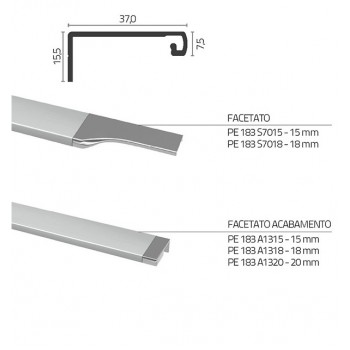 PERFIL PUXADOR ROMETAL FACETATO RM-183